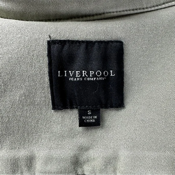 Liverpool Green Denim Jacket Mandarin Collar Size Small Olive - Picture 8 of 8